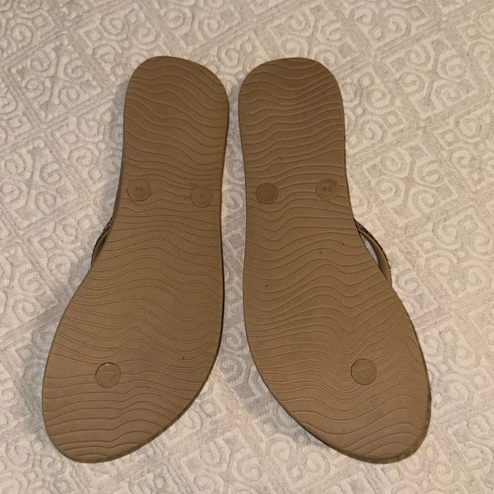 Truly like new reef flip flop sandals tan with multi colored glitter sz 8-9 - Picture 2 of 4